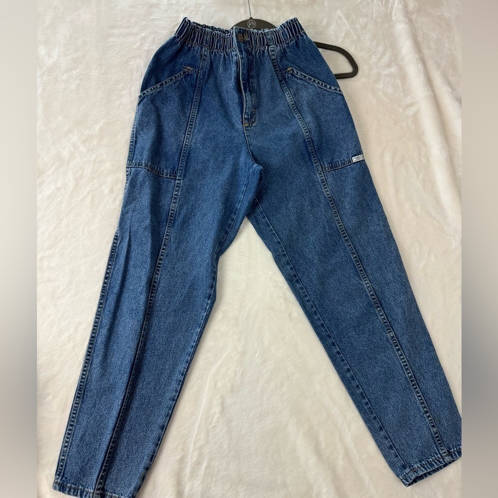 Vintage Cherokee Jeans 8 Women’s Denim Paper Tag barrel elastic 90s Mom Jeans